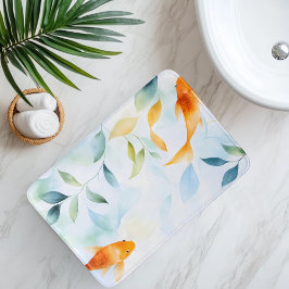抽象芸術水彩コイ魚セレニティ バスマット