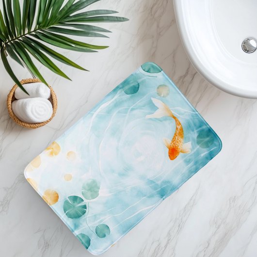 抽象芸術水彩コイ魚セレニティ バスマット