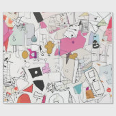 抽象芸術水彩コラージュ ラッピングペーパー (フラット)