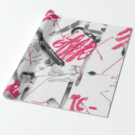 抽象芸術水彩コラージュ ラッピングペーパー