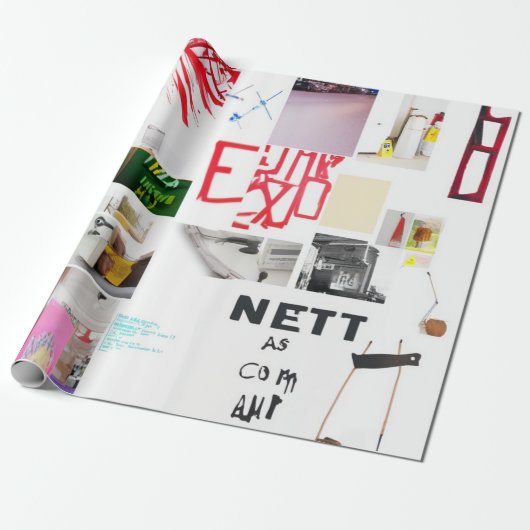 抽象芸術水彩コラージュ ラッピングペーパー (アンロールド)