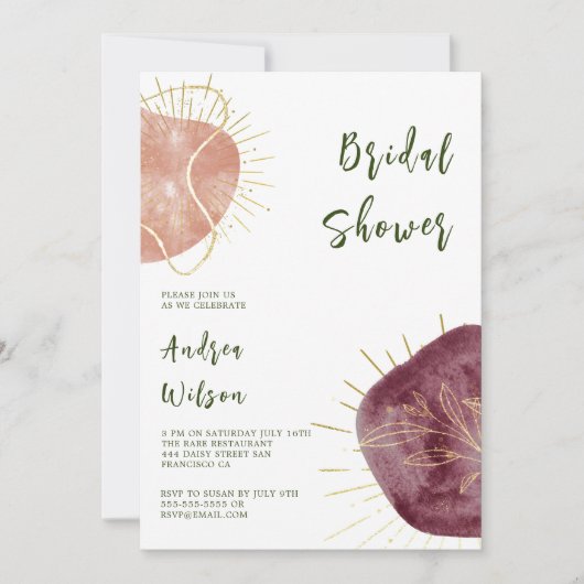 抽象芸術水彩シェイプブライダルシューウェ招待状 招待状 (正面)