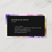 抽象芸術水彩シックなピンクの紫の金ゴールド作家 名刺 (裏面)