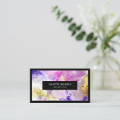抽象芸術水彩シックなピンクの紫の金ゴールド作家 名刺 (スタンド正面)