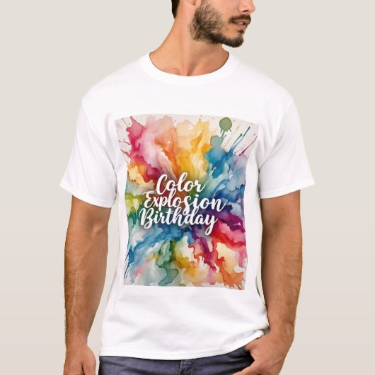 抽象芸術水彩スプラッシュ誕生日 Tシャツ (正面)