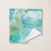 抽象芸術水彩ターコイズ宝石ビーチ バスタオルセット (ウォッシュタオル)