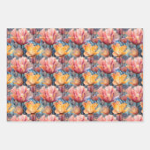 抽象芸術水彩チューリップスケッチ ラッピングペーパーシート (正面3)