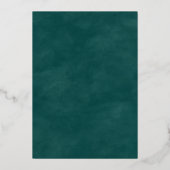 抽象芸術水彩ティール(緑がかった色)結婚の実在バラ金ゴールド 箔招待状 (裏面)