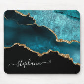 抽象芸術水彩ティール(緑がかった色)Agate金ゴールドパーソナライズされた マウスパッド (正面)