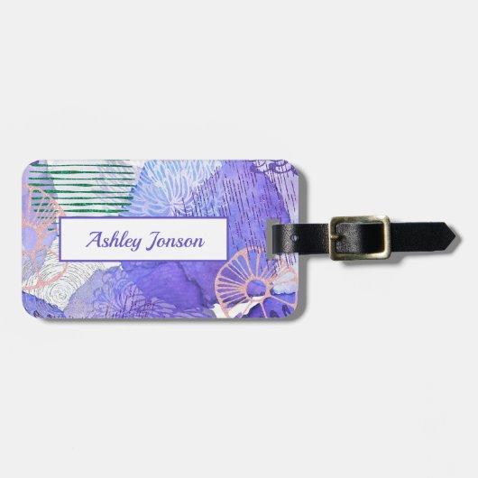 抽象芸術水彩デザイン ラゲッジタグ (正面横)