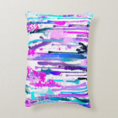 抽象芸術水彩ドリップスブルーターコイズピンク アクセントクッション (裏面(縦))