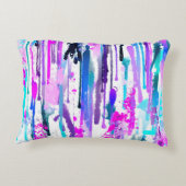 抽象芸術水彩ドリップスブルーターコイズピンク アクセントクッション (裏面)