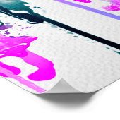 抽象芸術水彩ドリップスブルーターコイズピンク ポスター (角)