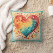 抽象芸術水彩ハートデザイン装飾用クッション クッション (ブランケット)