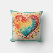 抽象芸術水彩ハートデザイン装飾用クッション クッション (正面)