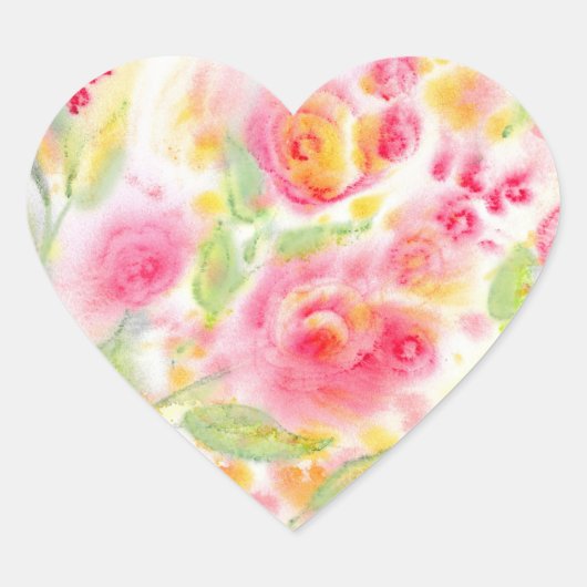 抽象芸術水彩バラ ハートシール (正面)