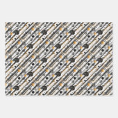 抽象芸術水彩パターン(金ゴールドアクセント付) ラッピングペーパーシート (正面2)