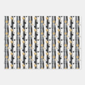 抽象芸術水彩パターン(金ゴールドアクセント付) ラッピングペーパーシート (正面)