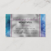 抽象芸術水彩パープルファッショントレンディー モダン 名刺 (裏面)