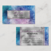 抽象芸術水彩パープルファッショントレンディー モダン 名刺 (正面/裏面)