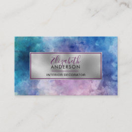 抽象芸術水彩パープルファッショントレンディー モダン 名刺