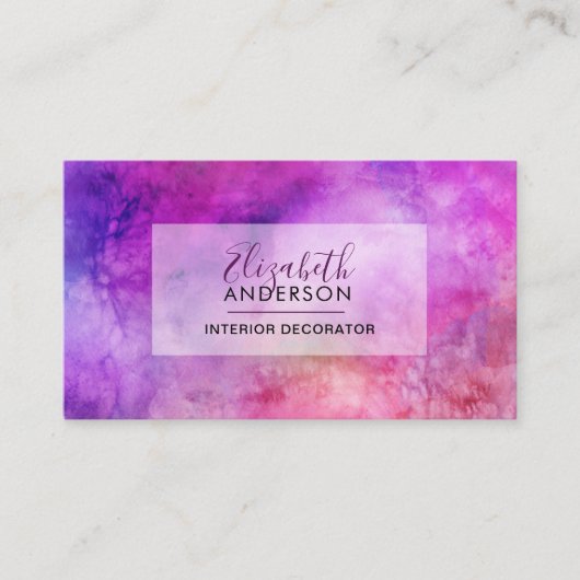 抽象芸術水彩パープルファッショントレンディー モダン 名刺 (正面)