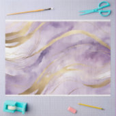 抽象芸術水彩パープル、薄紫、金ゴールド大理石 薄葉紙 (クラフト)