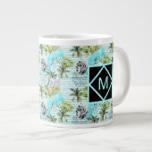 抽象芸術水彩パームツリーパターン ジャンボコーヒーマグカップ (正面右)