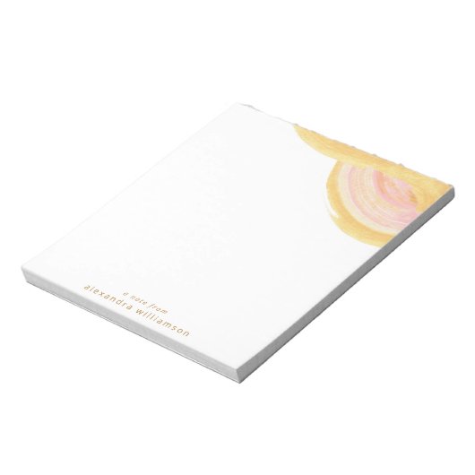 抽象芸術水彩ピンクと金ゴールド パーソナライズされた ノートパッド (回転)