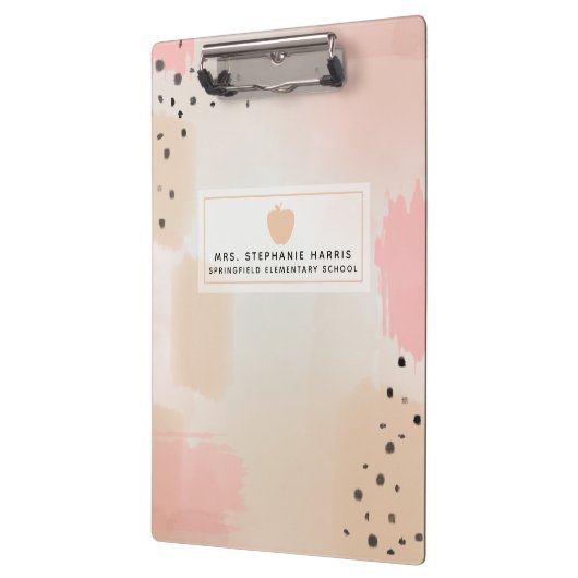 抽象芸術水彩ピンクアップル先生クリップボード クリップボード (左)