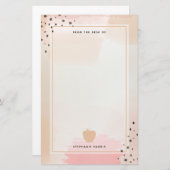 抽象芸術水彩ピンクアップル先生 便箋 (正面/裏面)