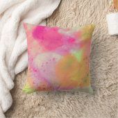 抽象芸術水彩ピンクイエローパープルスプラッシュ クッション (ブランケット)