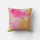 抽象芸術水彩ピンクイエローパープルスプラッシュ クッション (裏面)