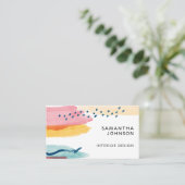 抽象芸術水彩ピンクイエローブルーデザイン 名刺 (スタンド正面)