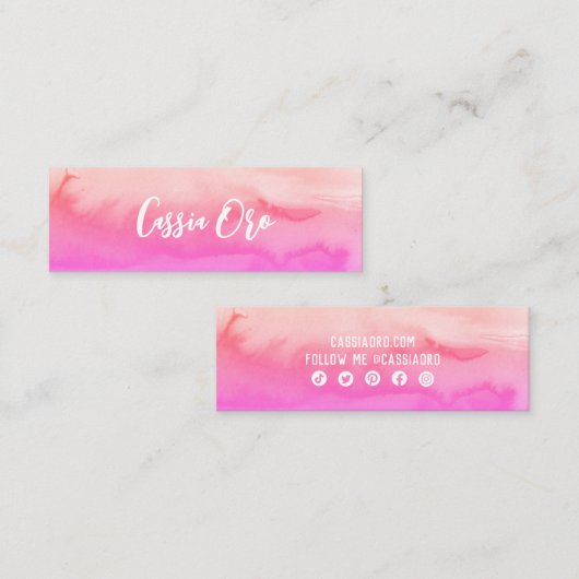 抽象芸術水彩ピンクカスタム色ソーシャルメディアのアイコン スキニー名刺 (正面/裏面)