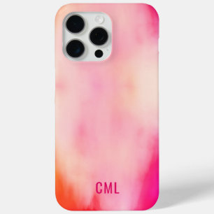 抽象芸術水彩ピンクコーラルオレンジカラフル iPhone 15 PRO MAXケース