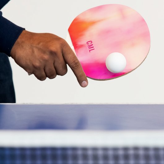 抽象芸術水彩ピンクコーラルオレンジモノグラム 卓球ラケット (インサイチュ)