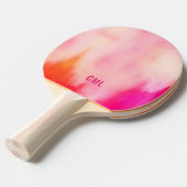 抽象芸術水彩ピンクコーラルオレンジモノグラム 卓球ラケット (正面アングル)