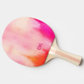 抽象芸術水彩ピンクコーラルオレンジモノグラム 卓球ラケット (横)