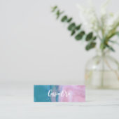 抽象芸術水彩ピンクティール（緑がかった色）カスタムソーシャルアイコン スキニー名刺 (スタンド正面)