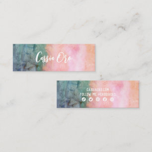 抽象芸術水彩ピンクティール（緑がかった色）カスタムソーシャルアイコン スキニー名刺