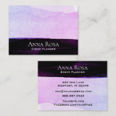 *~*抽象芸術水彩ピンクパープルブラックラベンダー 名刺 (正面/裏面)