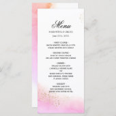 抽象芸術水彩ピンクブラシストロークと金ゴールド   メニュー (正面/裏面)