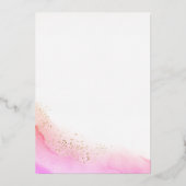 抽象芸術水彩ピンクブラシストローク&ローズゴールド 箔招待状 (裏面)