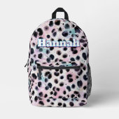 抽象芸術水彩ピンクブラックスポットカスタム プリントバックパック (正面)