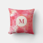 抽象芸術水彩ピンクモノグラム クッション (正面)