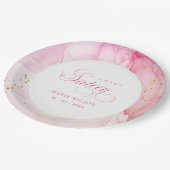 抽象芸術水彩ピンク金ゴールドSweet sixteen ペーパープレート (アングル)