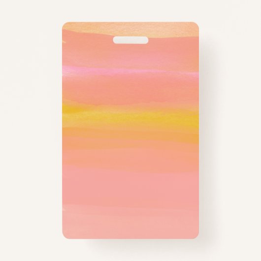 抽象芸術水彩ピンク黄パーソナライズされた色 バッジ (裏面)