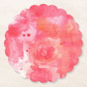 抽象芸術水彩ピンク ペーパーコースター (正面)