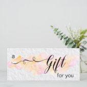*~*抽象芸術水彩ピーチピンクギフトカード (スタンド正面)